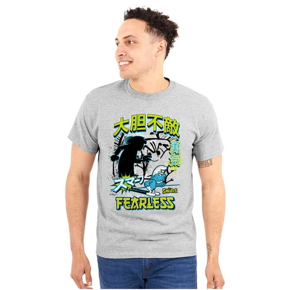 The Smurfs Cool Kanji Fearless Unisex Plus Size Graphic Tee Brisco Brands 5X