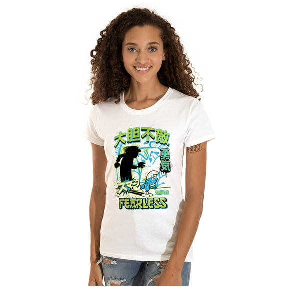 The Smurfs Cool Kanji Fearless Women's T Shirt Ladies Tee Brisco Brands S