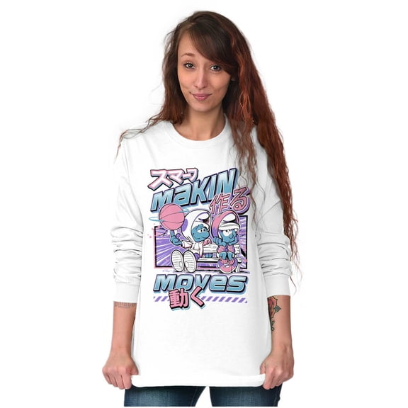 The Smurfs Cool Kanji Makin Moves Long Sleeve TShirt Men Women Brisco Brands S