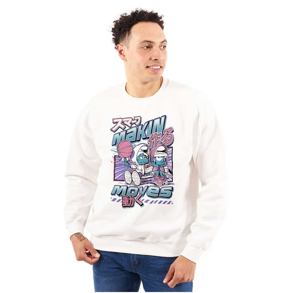 The Smurfs Cool Kanji Makin Moves Unisex Plus Size Sweatshirt Brisco Brands 2X