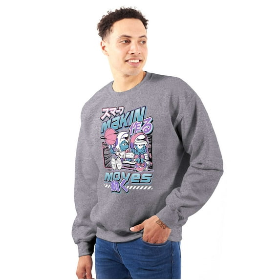 The Smurfs Cool Kanji Makin Moves Unisex Plus Size Sweatshirt Brisco Brands 3X