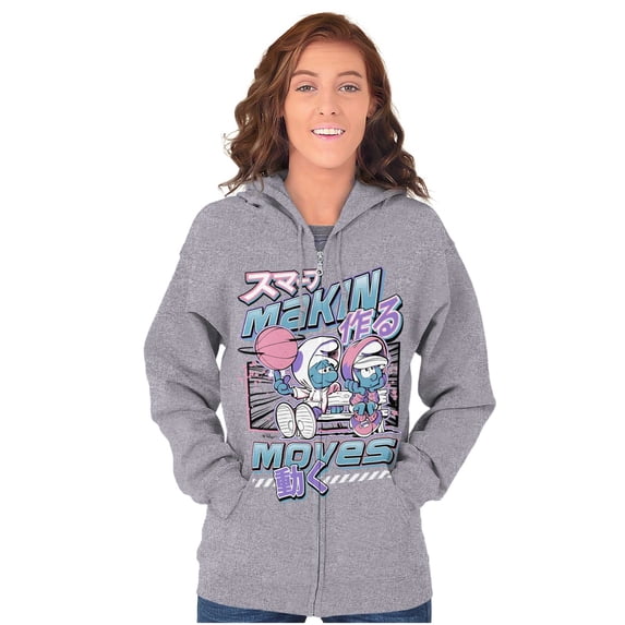 The Smurfs Cool Kanji Makin Moves Zip Up Hoodie Men's Women's Brisco Brands M