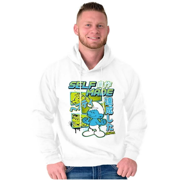 The Smurfs Cool Kanji Self Made Unisex Plus Size Hoodie Brisco Brands 2X