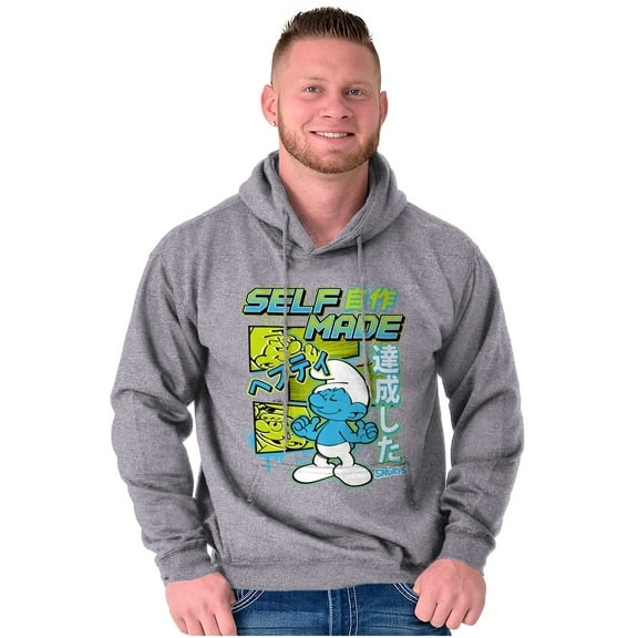 The Smurfs Cool Kanji Self Made Unisex Plus Size Hoodie Brisco Brands 5X