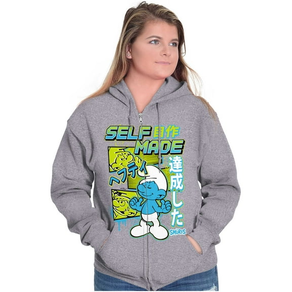 The Smurfs Cool Kanji Self Made Zip Up Hoodie Men's Women's Brisco Brands X
