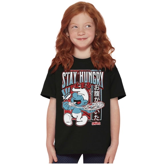The Smurfs Cool Kanji Stay Hungry Crewneck T Shirts Boy Girl Teen Brisco Brands M