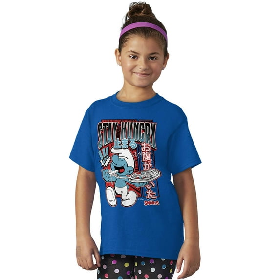 The Smurfs Cool Kanji Stay Hungry Crewneck T Shirts Boy Girl Teen Brisco Brands S
