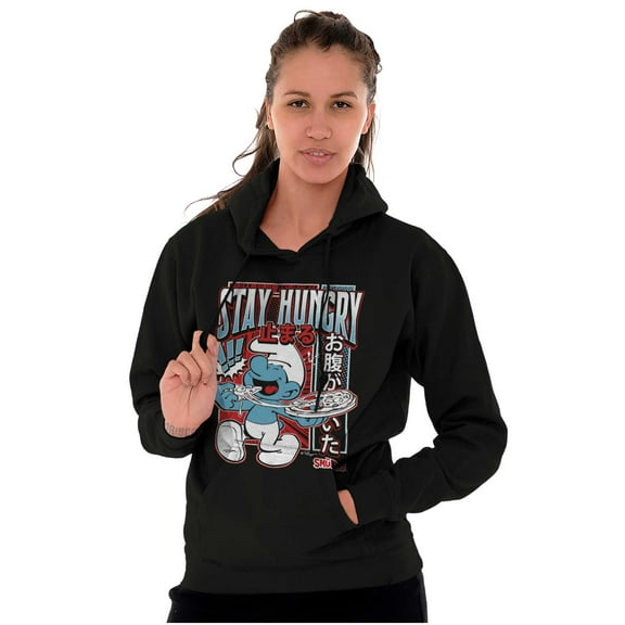 The Smurfs Cool Kanji Stay Hungry Hoodie Sweatshirt Women Men Brisco Brands S