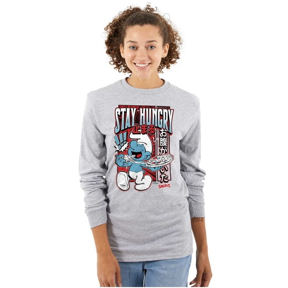 The Smurfs Cool Kanji Stay Hungry Long Sleeve TShirt Men Women Brisco Brands L