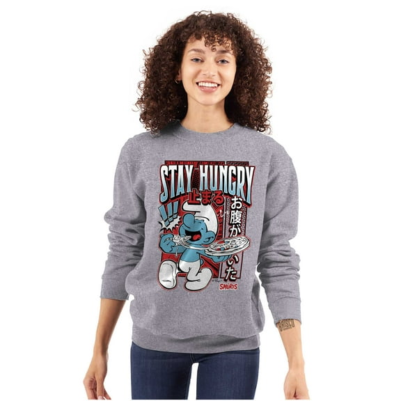 The Smurfs Cool Kanji Stay Hungry Sweatshirt for Men or Women Brisco Brands L