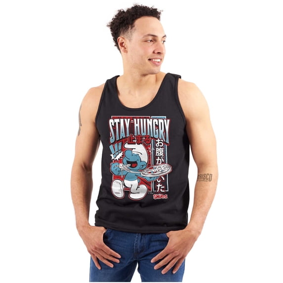 The Smurfs Cool Kanji Stay Hungry Tank Top T Shirts Men Women Brisco Brands 3X
