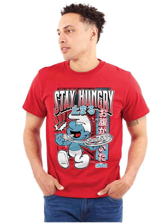 The Smurfs Cool Kanji Stay Hungry Unisex Plus Size Graphic Tee Brisco Brands 3X