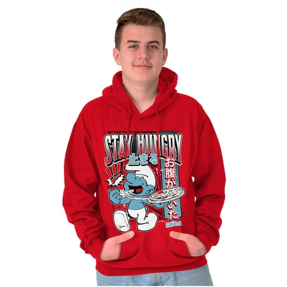 The Smurfs Cool Kanji Stay Hungry Unisex Plus Size Hoodie Brisco Brands 2X