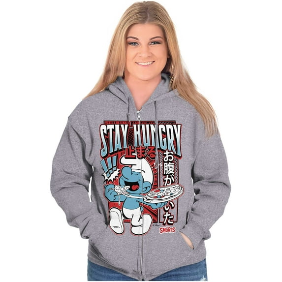 The Smurfs Cool Kanji Stay Hungry Zip Up Hoodie Men's Women's Brisco Brands L