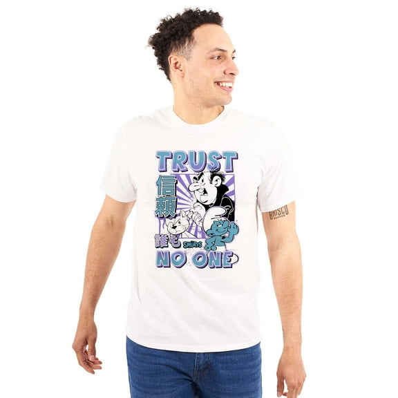 The Smurfs Cool Kanji Trust No One Men's Big & Tall Crewneck Graphic Tee Brisco Brands 4X