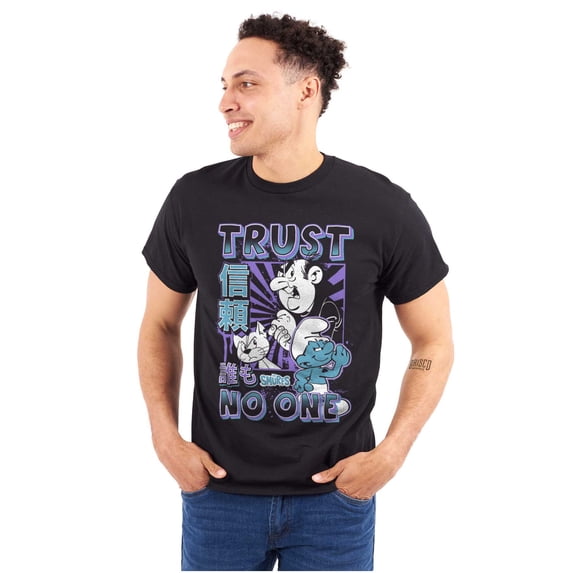 The Smurfs Cool Kanji Trust No One Men's Big & Tall Crewneck Graphic Tee Brisco Brands 5X