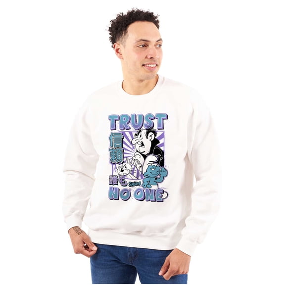 The Smurfs Cool Kanji Trust No One Men's Crewneck Sweatshirt Brisco Brands S
