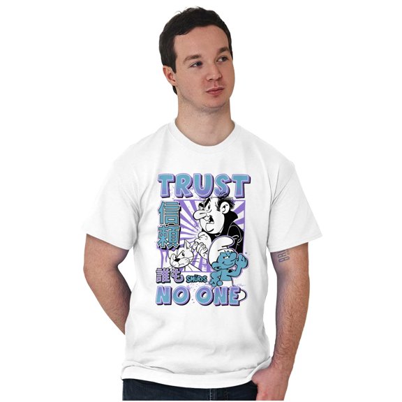 The Smurfs Cool Kanji Trust No One Men's Graphic T Shirt Tees Brisco Brands X