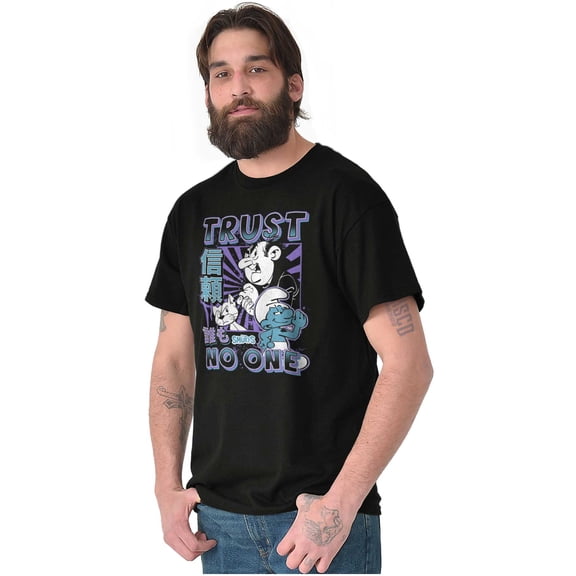 The Smurfs Cool Kanji Trust No One Men's Graphic T Shirt Tees Brisco Brands X