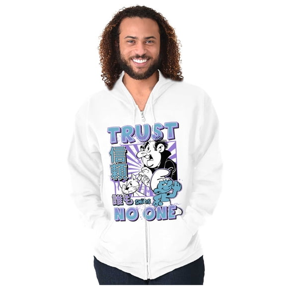The Smurfs Cool Kanji Trust No One Zip Hoodie Sweatshirt Men Brisco Brands X