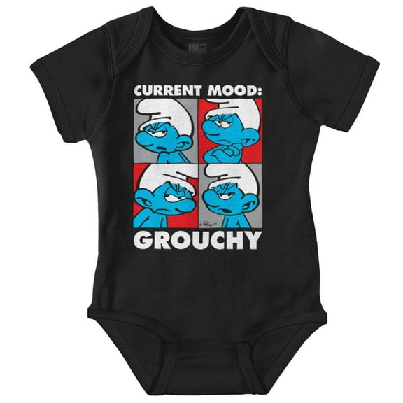 The Smurfs Current Mood Grouchy Romper Boys or Girls Infant Baby Brisco Brands NB