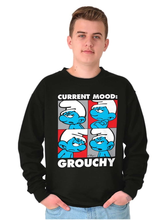The Smurfs Current Mood Grouchy Sweatshirt for Men or Women Brisco Brands S