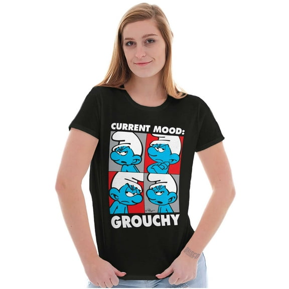 The Smurfs Current Mood Grouchy Women's T Shirt Ladies Tee Brisco Brands S