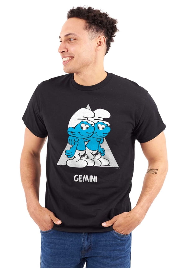 The Smurfs Gemini Twins Zodiac Sign Men's Graphic T Shirt Tees Brisco Brands X