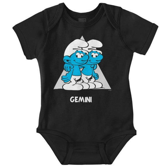 The Smurfs Gemini Twins Zodiac Sign Romper Boys or Girls Infant Baby Brisco Brands 12M