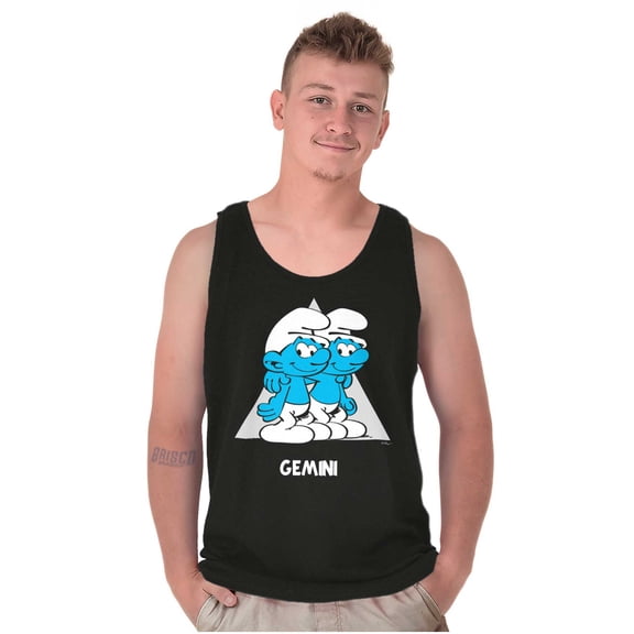 The Smurfs Gemini Twins Zodiac Sign Tank Top T Shirts Men Women Brisco Brands S