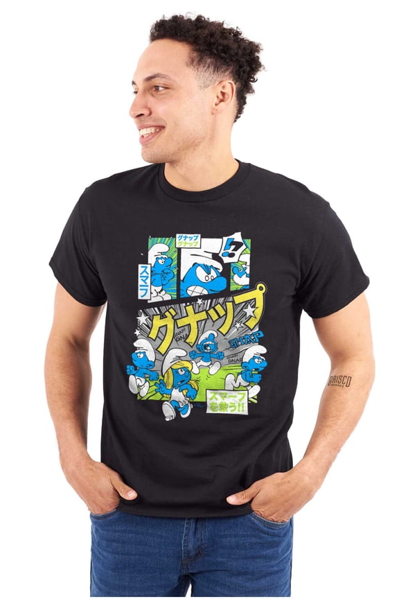 The Smurfs Gnap Attack Comic Book Men's Graphic T Shirt Tees Brisco Brands S