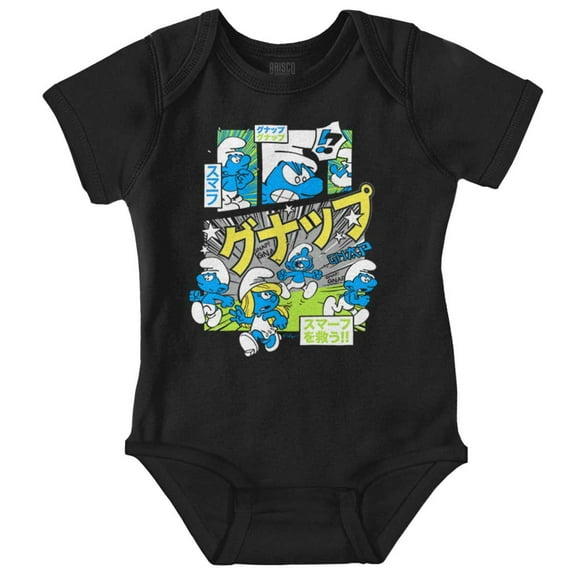 The Smurfs Gnap Attack Comic Book Romper Boys or Girls Infant Baby Brisco Brands 24M
