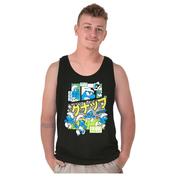 The Smurfs Gnap Attack Comic Book Tank Top T Shirts Men Women Brisco Brands 2X