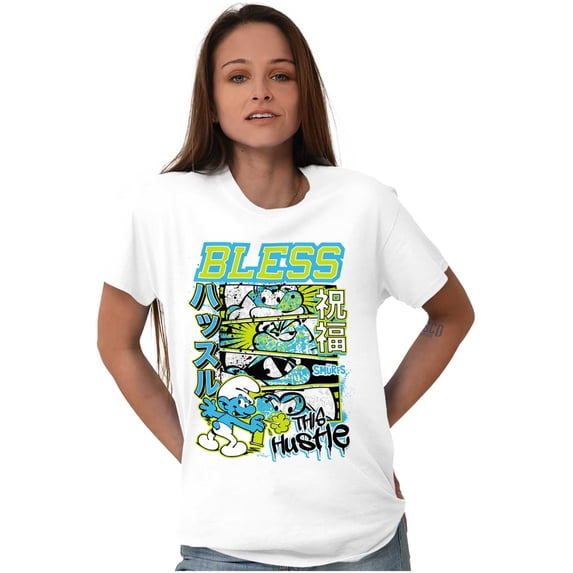 The Smurfs Kanji Bless the Hustle Men's Graphic T Shirt Tees Brisco Brands X