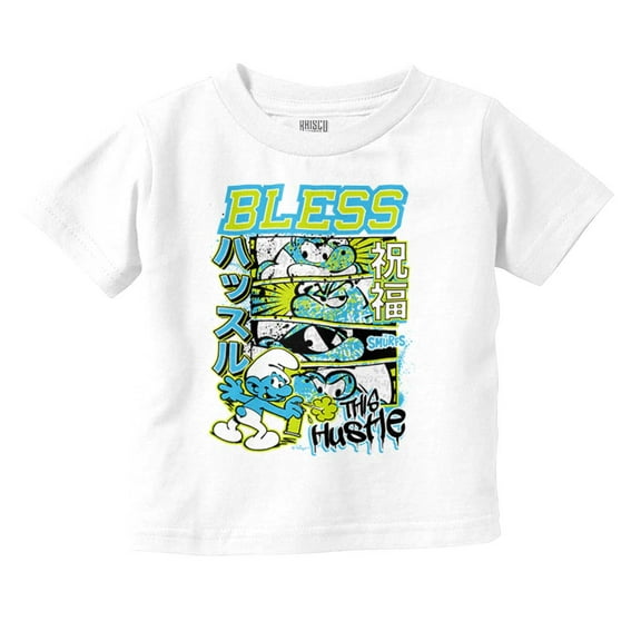 The Smurfs Kanji Bless the Hustle Toddler Boy Girl T Shirt Infant Toddler Brisco Brands 4T