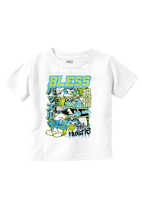 The Smurfs Kanji Bless the Hustle Toddler Boy Girl T Shirt Infant Toddler Brisco Brands 4T