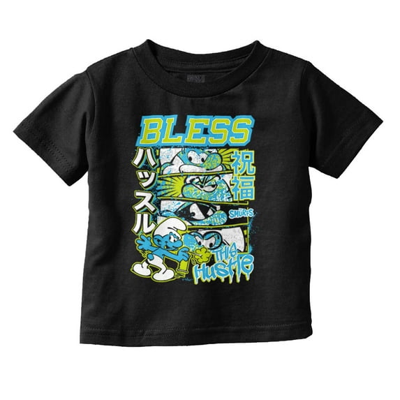 The Smurfs Kanji Bless the Hustle Toddler Boy Girl T Shirt Infant Toddler Brisco Brands 4T
