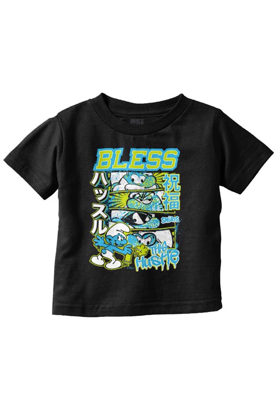 The Smurfs Kanji Bless the Hustle Toddler Boy Girl T Shirt Infant Toddler Brisco Brands 6M