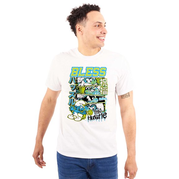 The Smurfs Kanji Bless the Hustle Unisex Plus Size Graphic Tee Brisco Brands 2X