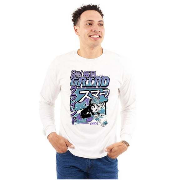 The Smurfs Kanji Gargamel Daily Grind Men's Long Sleeve Tee T Shirt Brisco Brands S