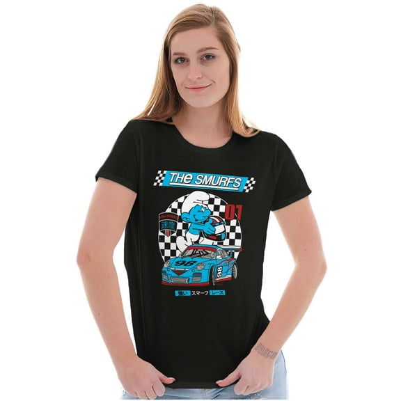 The Smurfs Kanji High Speed Racecar Women's T Shirt Ladies Tee Brisco Brands S