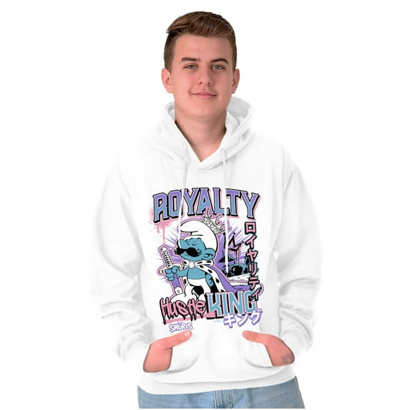 The Smurfs Kanji Hustle King Royalty Men Big & Tall Graphic Hoodie Brisco Brands 2X