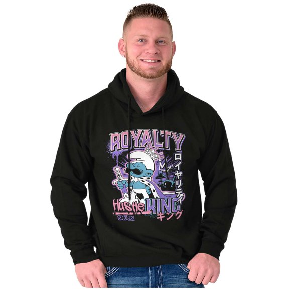 The Smurfs Kanji Hustle King Royalty Men Big & Tall Graphic Hoodie Brisco Brands 2X
