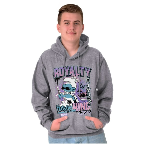 The Smurfs Kanji Hustle King Royalty Men Big & Tall Graphic Hoodie Brisco Brands 5X