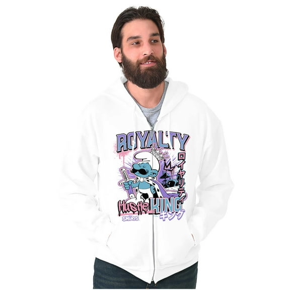 The Smurfs Kanji Hustle King Royalty Zip Hoodie Sweatshirt Men Brisco Brands M