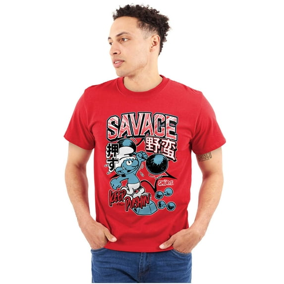 The Smurfs Kanji Keep Pushin Savage Men Big & Tall Graphic Tee Brisco Brands 3X