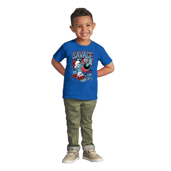 The Smurfs Kanji Keep Pushin Savage Youth T Shirt Tee Boys Infant Toddler Brisco Brands 7T