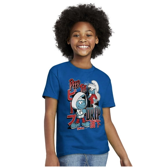 The Smurfs Kanji Peep The Drip Crewneck T Shirts Boy Girl Teen Brisco Brands M
