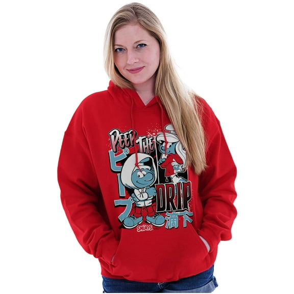 The Smurfs Kanji Peep The Drip Hoodie Sweatshirt Women Men Brisco Brands L