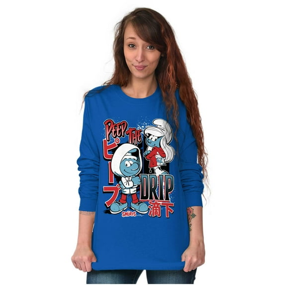 The Smurfs Kanji Peep The Drip Long Sleeve TShirt Men Women Brisco Brands X